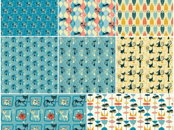 1950s Atomic Cats Fabric Collection - 1/2 Yard Bundle