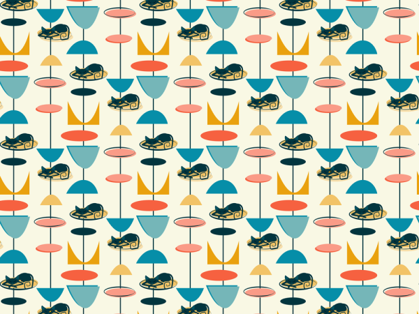 1950s Atomic Cats Pattern #5 Fabric