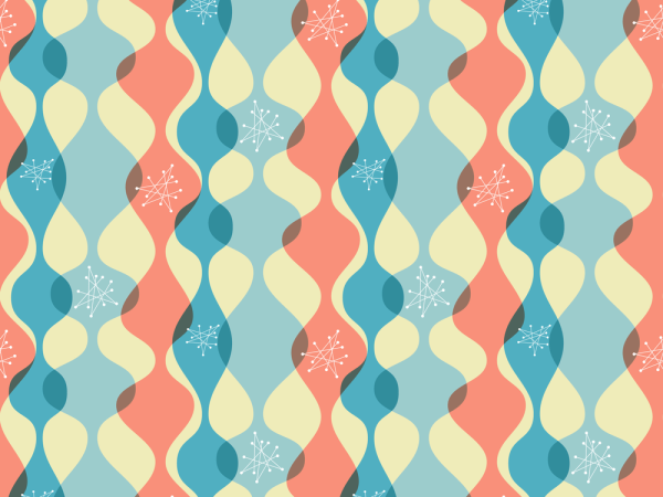 1950s Atomic Pattern #1 Fabric - Blue