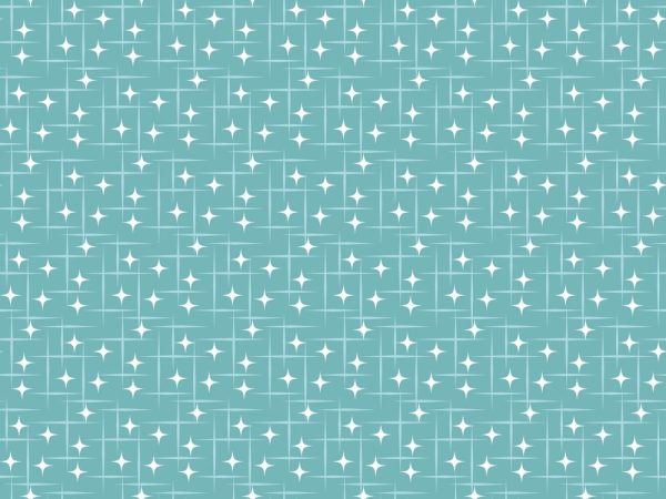 1950s Atomic Starbursts Pattern #8 Fabric - Blue