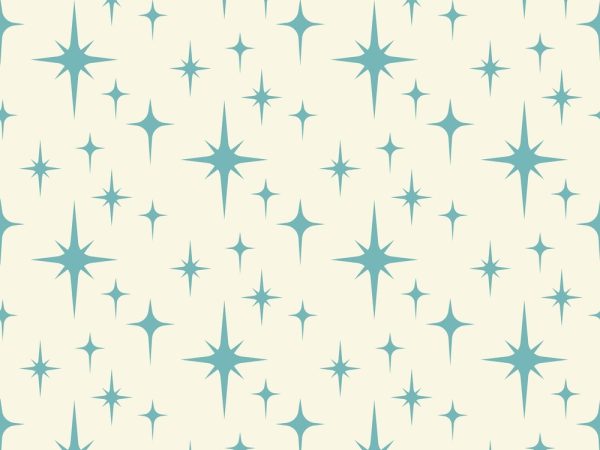 1950s Atomic Starbursts Pattern #10 Fabric - White