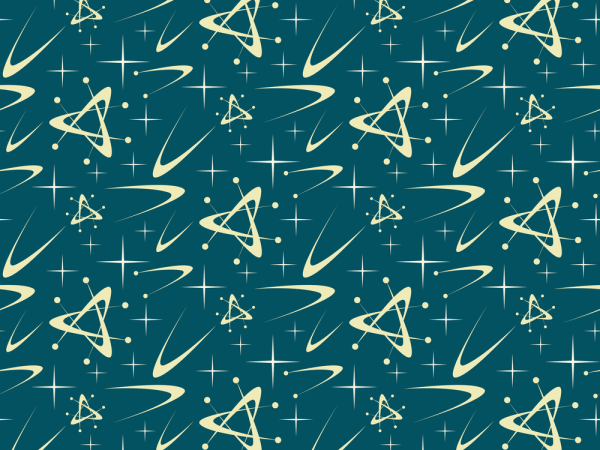 1950s Atomic Starbursts Pattern #3 Fabric - Blue