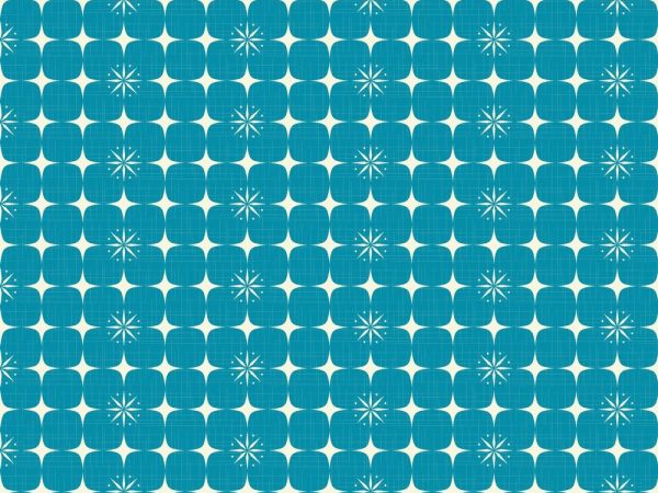 1950s Atomic Starbursts Pattern #6 Fabric - Blue