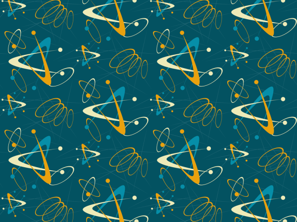 1950s Atomic Starbursts Pattern #5 Fabric - Blue