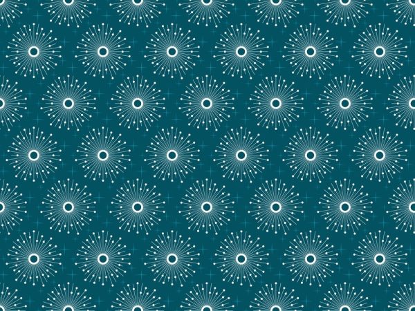 1950s Atomic Starbursts Pattern #2 Fabric - Blue