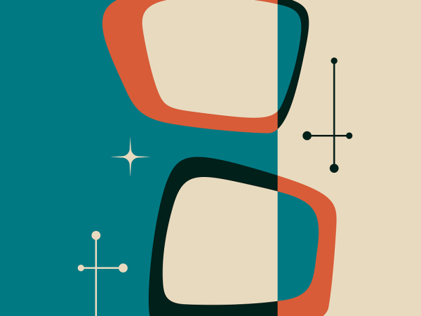 1960s Abstract Squares Fabric Panel