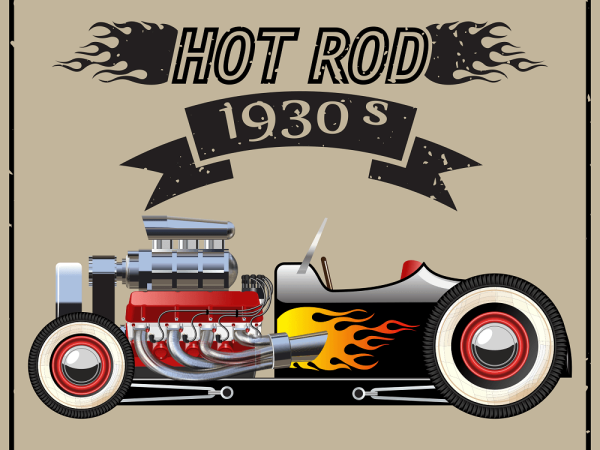 1930's Hot Rod Fabric Panel - Multi