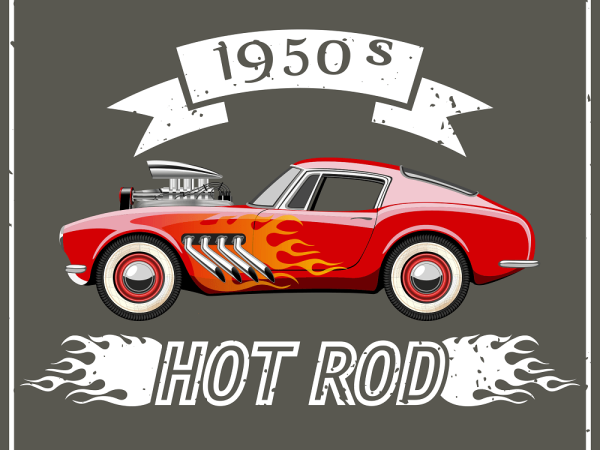 1950's Hot Rod Fabric Panel - Multi