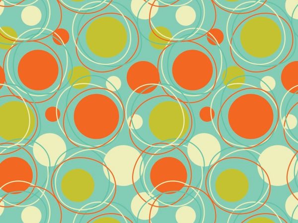 1950s Orbits Fabric - Teal/Orange