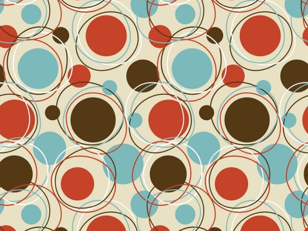 1950s Orbits Fabric - Red/Tan
