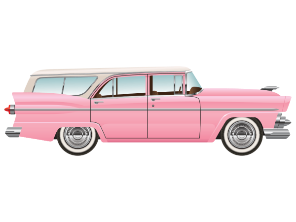 1950's Pink Car Fabric Panel