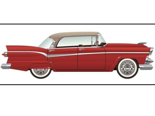 1950's Red Car Fabric Panel