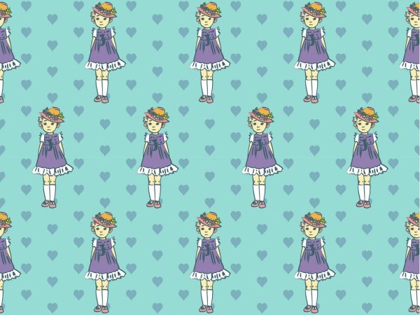 1950s Vintage Little Girl Fabric - Blue