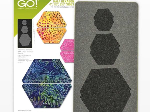 Accuquilt GO! Half Hexagon 1, 1-1/2, 2-1/2 Sides Die (3/4, 1-1/4, 2-1/4 Finished)