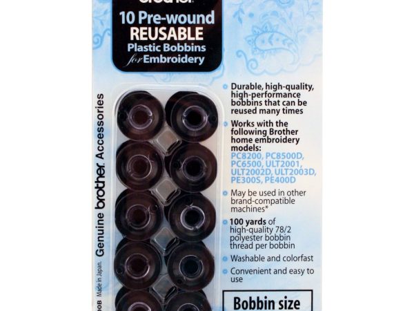 Brother 10pk Prewound Embroidery Bobbins - Black