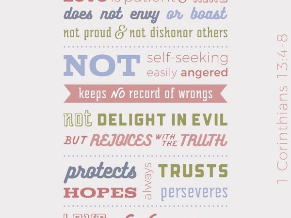 1 Corinthians 13:8 Fabric Panel - Pink