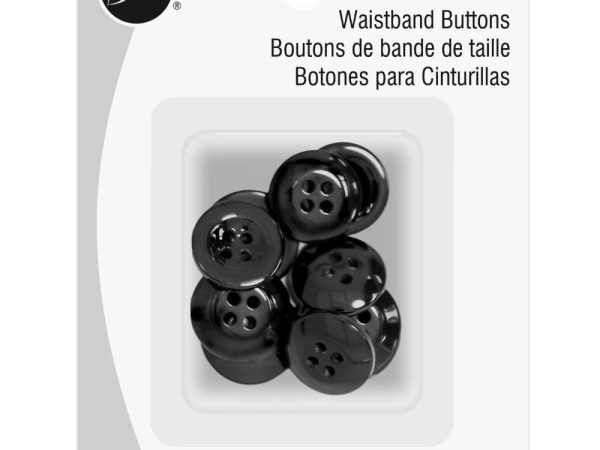 Dritz, Black Waistband Buttons (10pc) - 15mm & 17mm