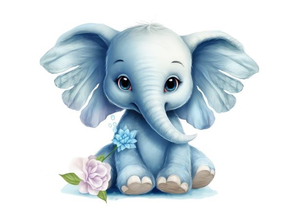 Fairy Animals Elephant Fabric Panel