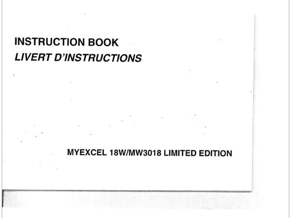Janome My Excel 18W Limited Edition Instruction Manual