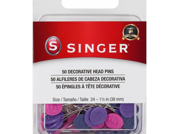 Singer, Decorative Flat Head Pins Size 24 - 1-1/2 50pk
