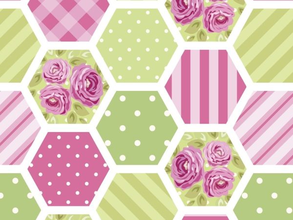 Vintage Shabby Chic Patchwork Fabric - Green