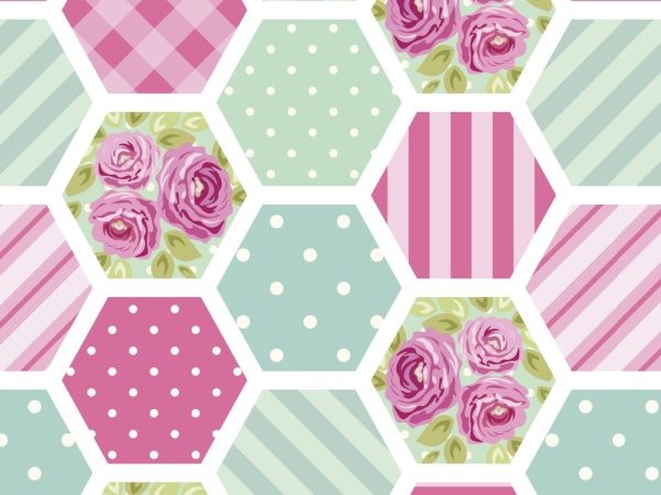 Vintage Shabby Chic Patchwork Fabric - Blue