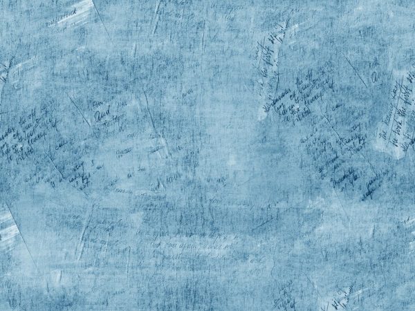 Vintage Script Fabric - Spanish Blue