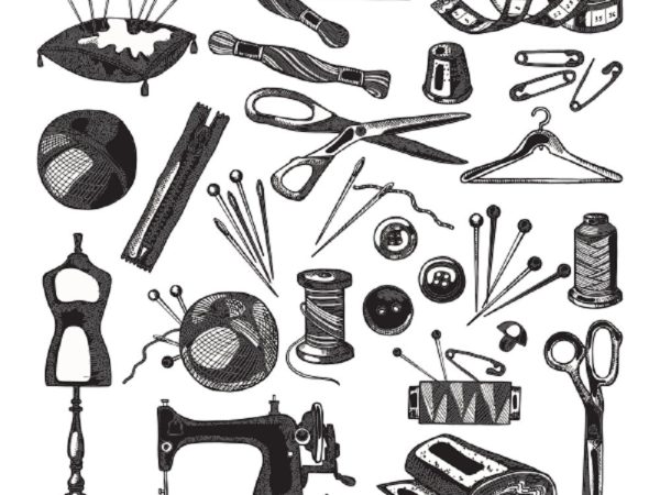 Vintage Sewing Workshop Fabric - Black & White