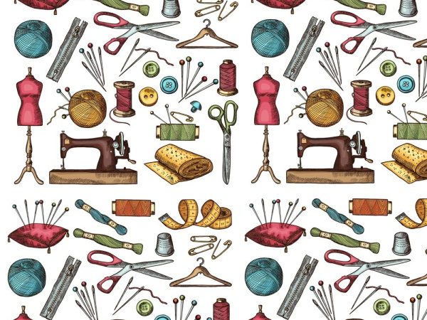 Vintage Sewing Workshop Fabric - White