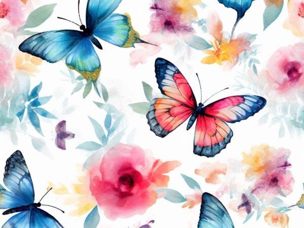 Watercolor Butterflies Pattern #4 Fabric