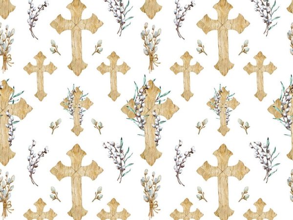 Wooden Crosses Wrapped in Flowers Fabric