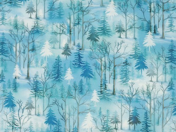Woodland Wonderland Fabric Collection - Pine Woodland Medium Blue