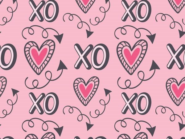 XOXO Hearts Pattern #12 Fabric - Pink