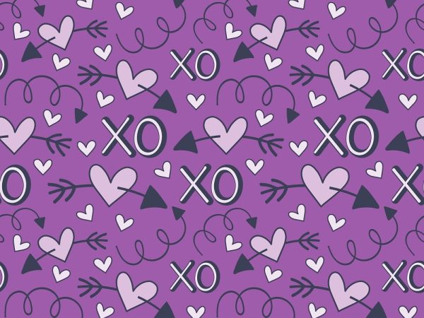XOXO Hearts Pattern #11 Fabric - Purple