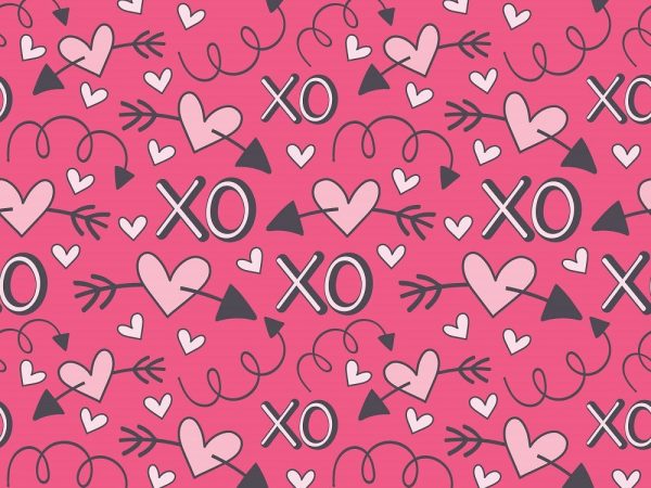XOXO Hearts Pattern #11 Fabric - Pink