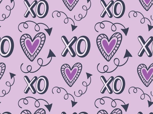 XOXO Hearts Pattern #12 Fabric - Purple