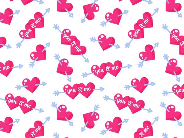 You & Me Cartoon Hearts Fabric