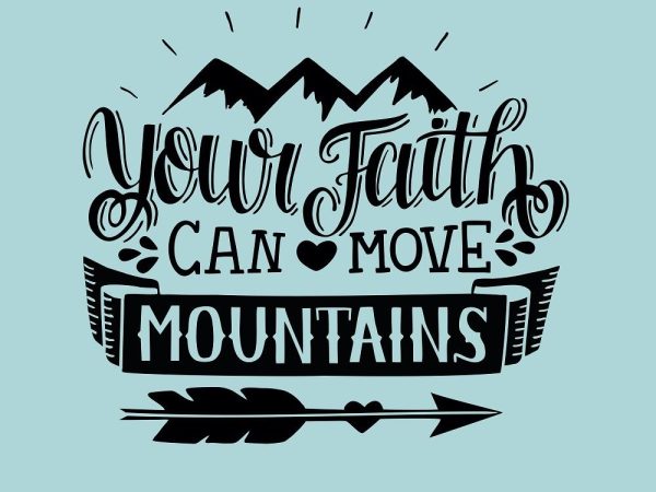 Your Faith Can Move Mountains Fabric Panel - Blue