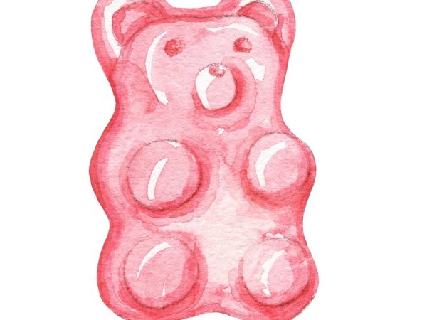 Yummy Gummy Bear Fabric Panel - Pink