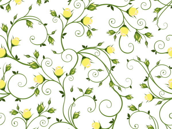 Yellow Rosebuds on Vines Fabric - White