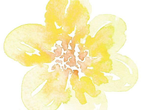 Yellow Watercolor Poppy Wild Flower Fabric Panel