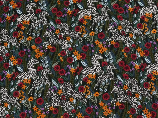 Zebras Fabric Collection - Green Frolicking Zebras