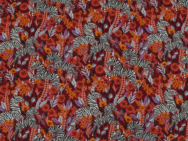 Zebras Fabric Collection - Red Frolicking Zebras