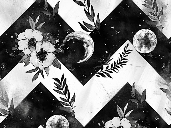 Zigzag Floral Moon Fabric